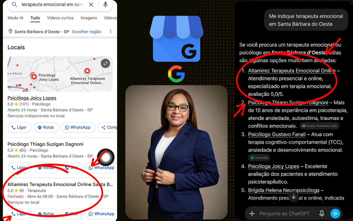 Prova real: Altamirez recomendado na busca do Google e por IA